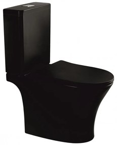 Set vas WC pe pardoseala Inter Ceramic Rimless negru cu rezervor si capac softclose