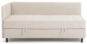 Pat bej tapițat cu spațiu de depozitare cu saltea 120x200 cm Avela – Bonami Selection