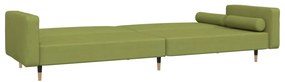 Canapea extensibila 2 locuri, cu taburet, verde deschis catifea Lysegronn, Cu suport de picioare