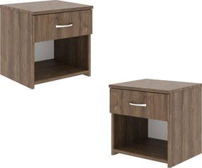 Set 2 Noptiere Remi, 1 Sertar, Stejar Bronz, 40 x 35 x 40 cm