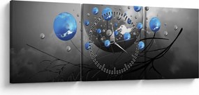 Tabloul cu bile abstracte albastre (cu ceas) (90x30 cm)