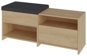 Pantofar în culoare naturală cu bancă cu aspect de lemn de stejar Romi – Marckeric