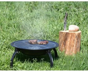 Vatră portabilă cu grătar neagră