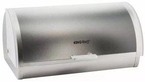 Cutie pentru paine Kinghoff KH 3203, 39.5x28x18.5 cm, Otel, Capac semi-transparent, Alb/Gri