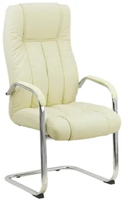 Scaun vizitator crem OFF 8115 din piele ecologică și cadrul metalic