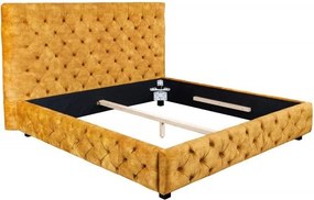 Pat dublu tapitat design modern Paris 180x200cm, galben mustar