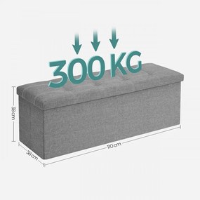 Bancheta versatila cu capac, MDF / textil, gri deschis, Songmics