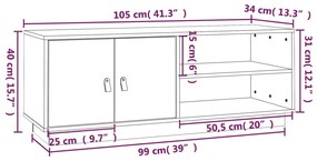 Comoda TV, 105x34x40 cm, lemn masiv de pin Maro, 1