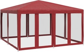 vidaXL Cort de petrecere cu 8 pereți din plasă, roșu, 4x4 m, HDPE