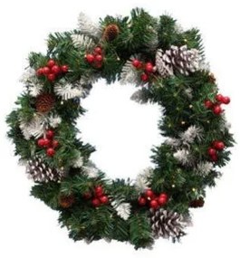 Coronă de Crăciun LED, 35 LED, alimentare 3x AA, 8 moduri, Ø 45 cm, IP44, alb cald