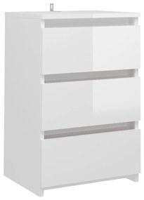 806223 vidaXL Noptieră, alb extralucios, 40x35x62,5 cm, lemn compozit