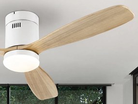 Lustra LED cu Ventilator si telecomanda Siroco D-132cm alb/lemn