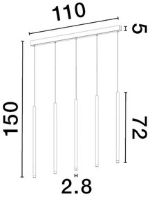 Lustra cu 5 pendule LED design tubular DANDIA
