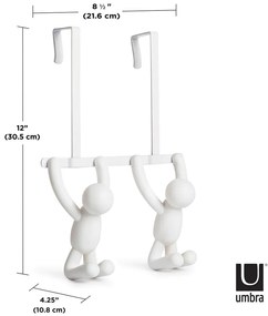 Cuier de ușă alb din plastic 22 cm Buddy – Umbra