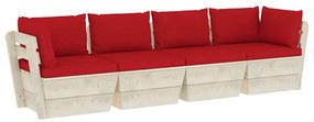 3063450 vidaXL Canapea grădină din paleți, 4 locuri, cu perne, lemn de molid