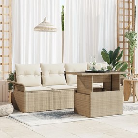 vidaXL Set de canapele pentru grădină cu pernă 5 pcs Bej Rattan poli