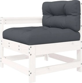 vidaXL Scaun de grădină cu perne, alb, lemn masiv de pin