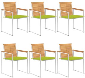 vidaXL Scaune de grădină cu perne, 6 buc., lemn masiv de tec