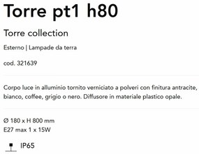 Stalp pentru iluminat exterior Torre pt1 h80 negru