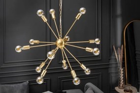 Lustra suspendata cu 14 surse de lumina Sputnik 85cm auriu