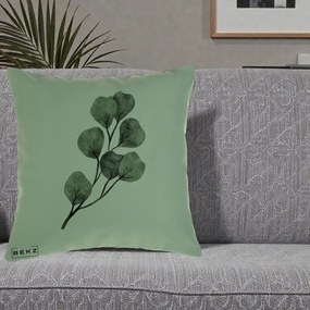Perna Decorativa Ramura Eucalipt Acuarela, 40x40 cm, Verde, Husa Detasabila, Perna Inclusa, BEKZ®