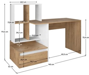Masă PC Nacio (stejar artisan + alb) . 1116421