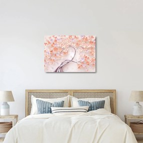Tablou pe sticlă florilor de pom din coral - abstract (70x50 cm)