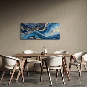 Tablou - Marmură abstractă albastru-aurie (120x50 cm)