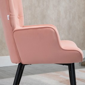 HOMCOM Fotoliu de Living Fotoliu Individual Tapitat in Catifea cu Spatar Inalt Stil Modern 68x72x103 cm Rosa | Aosom Romania