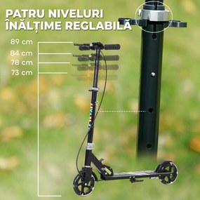 AIYAPLAY Trotinetă pentru Copii 3-8 Ani cu Roți Luminoase, Negru | Aosom Romania