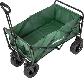 Cărucior de plajă pliabil premium de grădină cu acoperiș verde