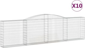 vidaXL Coșuri gabion arcuite 10 buc, 400x30x100/120 cm fier galvanizat