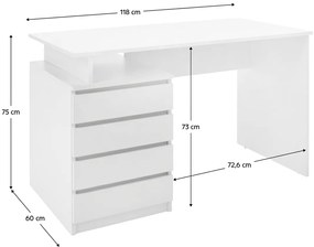 Masă de birou HANY NEW, alb