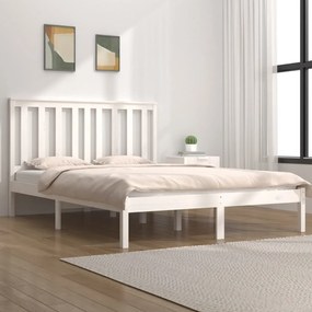 3103854 vidaXL Cadru de pat, alb, 160x200 cm, lemn masiv de pin