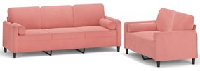 Set canapea, perne perne decorative, 2 piese, roz, catifea Roz, Fara suport de picioare
