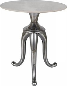 Masuta cafea SNAKE, alb cu efect de marmura/argintiu, ceramica/metal,