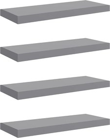 vidaXL Rafturi de perete, 4 buc., gri, 60 x 23,5 x 3,8 cm, MDF