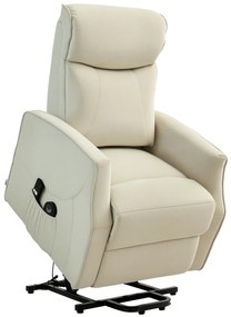 HOMCOM Fotoliu Electric de Relaxare cu 2 Telecomenzi, Suport pentru Picioare și 8 Puncte de Masaj, 74,5x87,5x110 cm, Crem | Aosom Romania