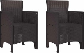 vidaXL Scaun pentru Grădină 2 pcs Maro Dimensiune: 53 x 49 x 85 cm