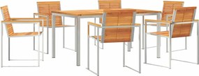 vidaXL Set de masă pentru grădină 7 pcs Maro Lemn Solid de Acacia