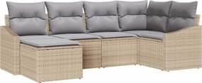 vidaXL Set de canapea cu pernă 6 pcs Bej poliratan