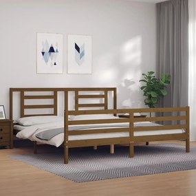 3194724 vidaXL Cadru pat cu tăblie, maro miere, 200x200 cm, lemn masiv