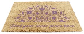 Covoraș de intrare din fibre de nucă de cocos 40x60 cm Find Your Inner Peace – Artsy Doormats