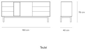 Comodă joasă de culoare gri închis 180x76 cm Corvo - Teulat