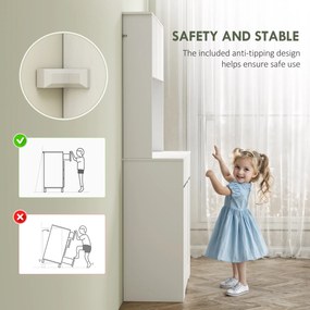 HOMCOM Bufet de Bucătărie Modern cu 4 Dulapuri, 2 Sertare și Rafturi Reglabile, 100x38x180 cm, Alb | Aosom Romania