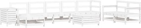 vidaXL Set canapea de grădină, 10 piese, alb, lemn masiv de pin