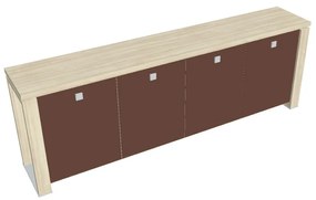 Dulap mic Verno+ S 260 x 46 x 90 cm, uși de sticlă, salcâm / maro