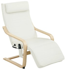 HOMCOM Fotoliu pentru living cu încălzire și suport pentru picioare reglabil Crem Lemn | Aosom Romania