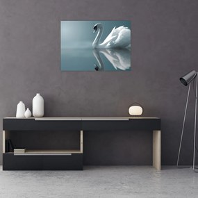 Tablou pe sticlă -Lebădă albă (70x50 cm)
