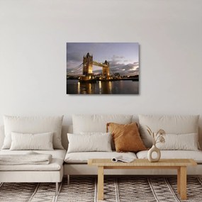 Tablou pe sticlă - Tower Bridge la noapte (70x50 cm)